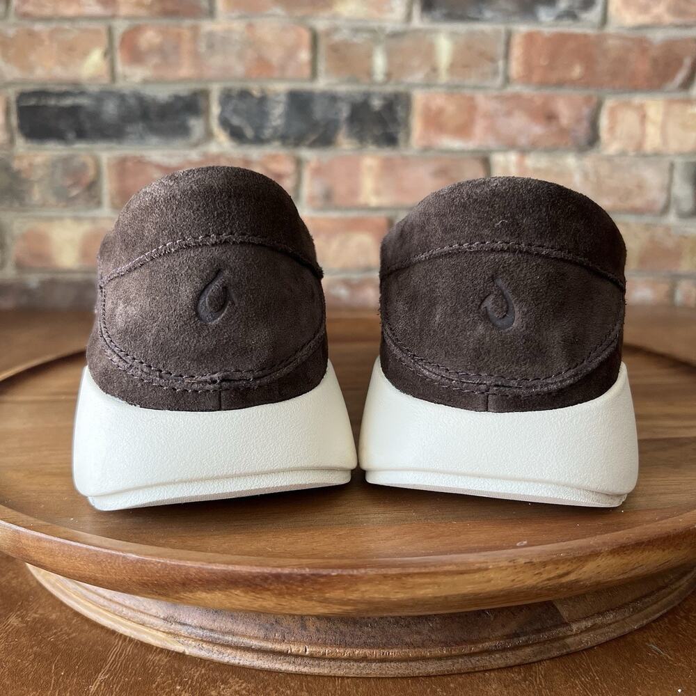 OluKai Ka'a Loafer Slip On Arch Support Suede Dark Wood Brown Moc Men's 9 Shoes - Picture 10 of 16